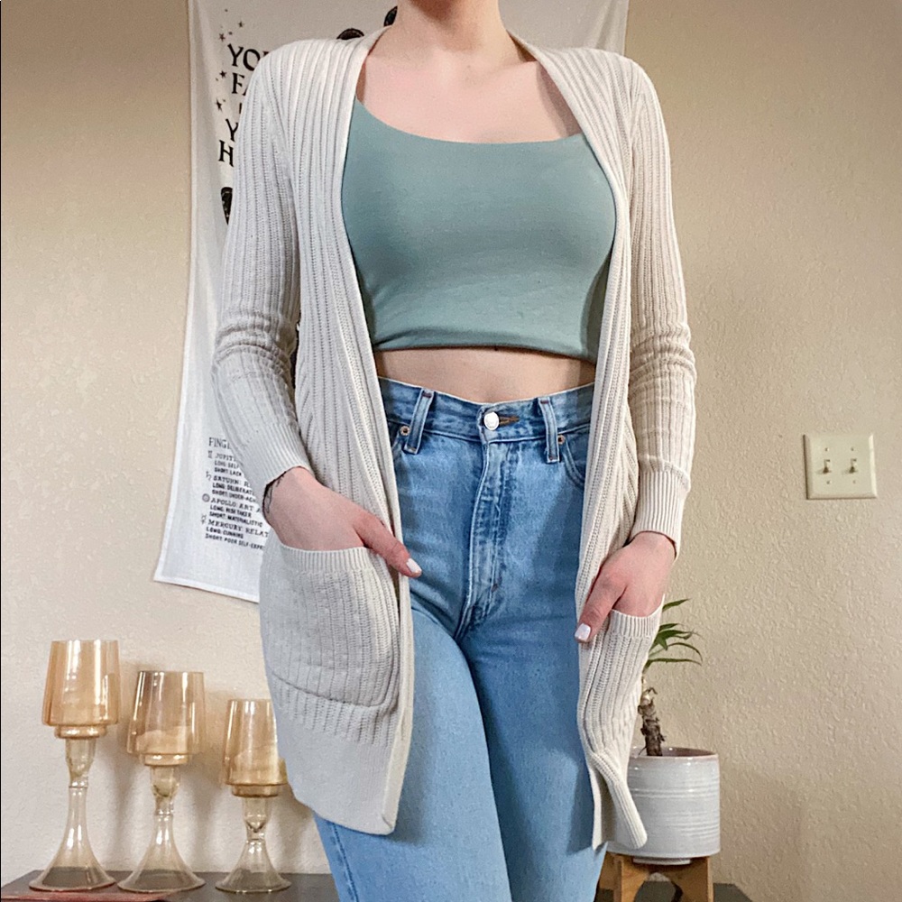 Taupe cardigan sweater